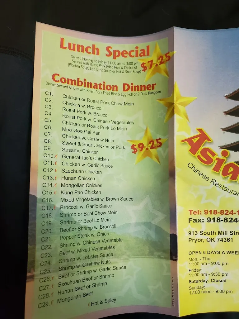 Menu_Asian Star Chinese Cuisine_Pryor, OK_image_old_2