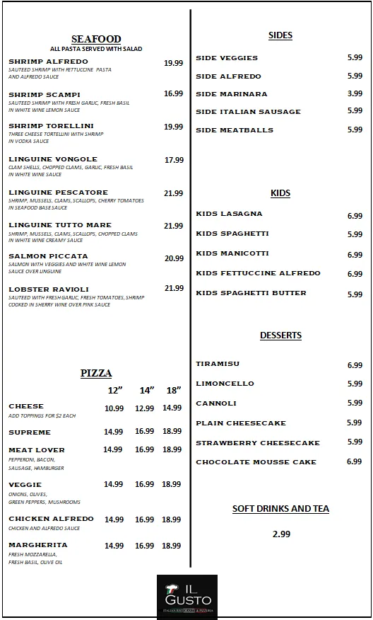 Menu_IL GUSTO Ristorante & Pizzeria_Sapulpa, OK_image_old_2