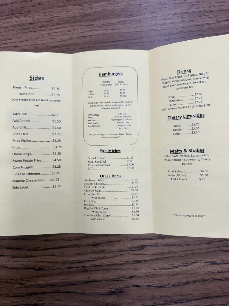 Menu_Happy Burger_Sapulpa, OK_image_old_1