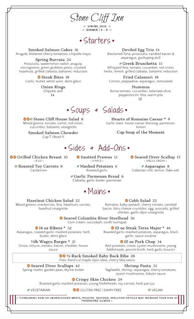 Menu_Stone Cliff Inn_Oregon City, OR_image_old_1