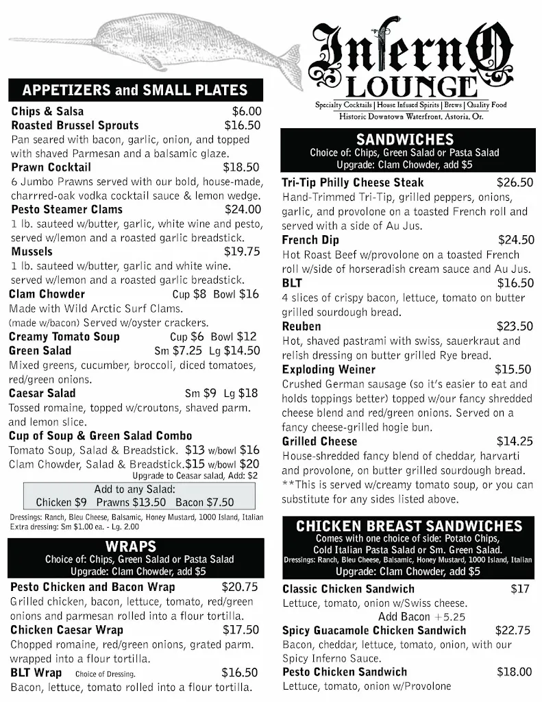 Menu_Inferno Lounge_Astoria, OR_image_old_2