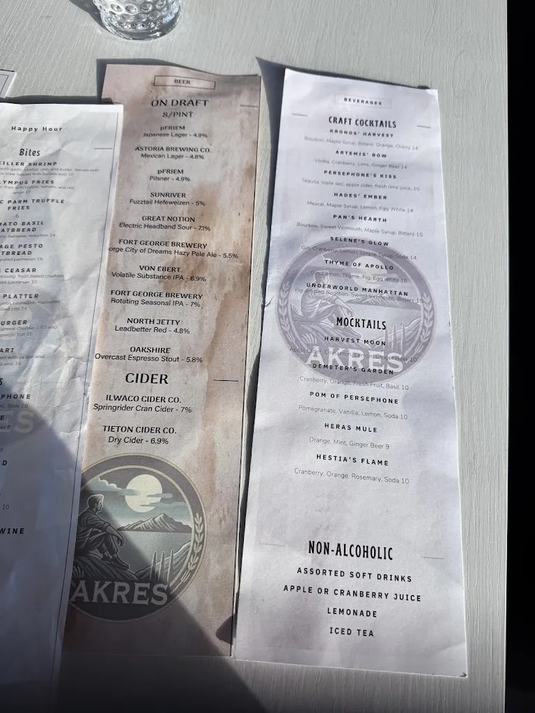 Menu_Akres on the Pier_Astoria, OR_image_old_2