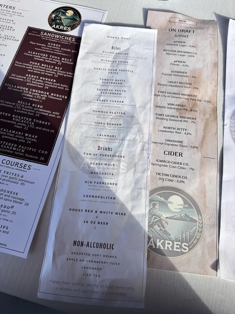 Menu_Akres on the Pier_Astoria, OR_image_old_3