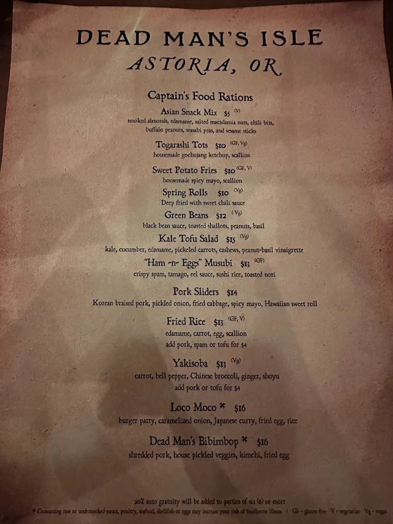 Menu_Dead Man’s Isle_Astoria, OR_image_old_1