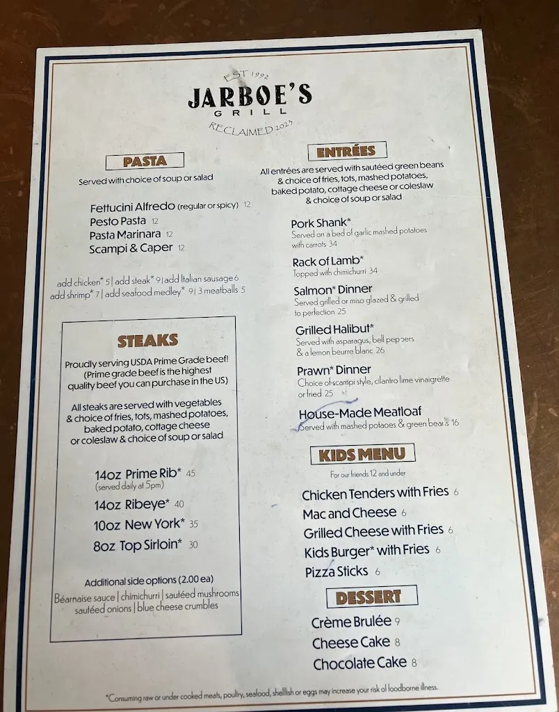 Menu_Jarboe’s Grill_Canby, OR_image_old_2