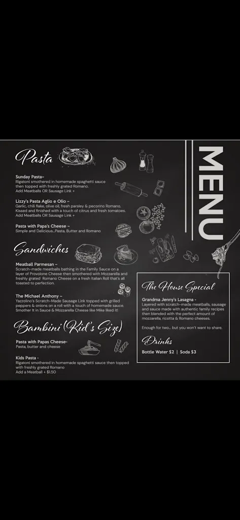 Menu_Yazzolino’s Cosa Bella Italian Kitchen_Canby, OR_image_old_1