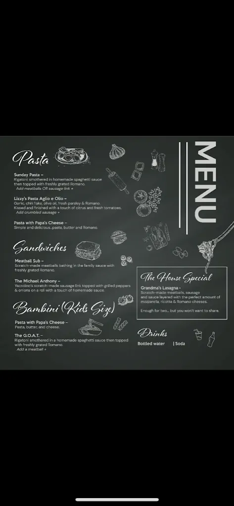 Menu_Yazzolino’s Cosa Bella Italian Kitchen_Canby, OR_image_old_2
