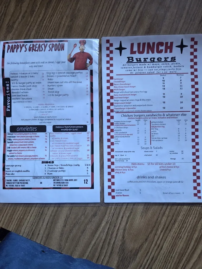 Menu_Pappy's Greasy Spoon_Canby, OR_image_old_1
