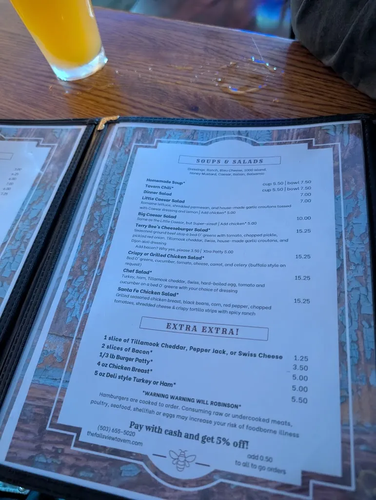 Menu_The Falls View Tavern_Oregon City, OR_image_old_1