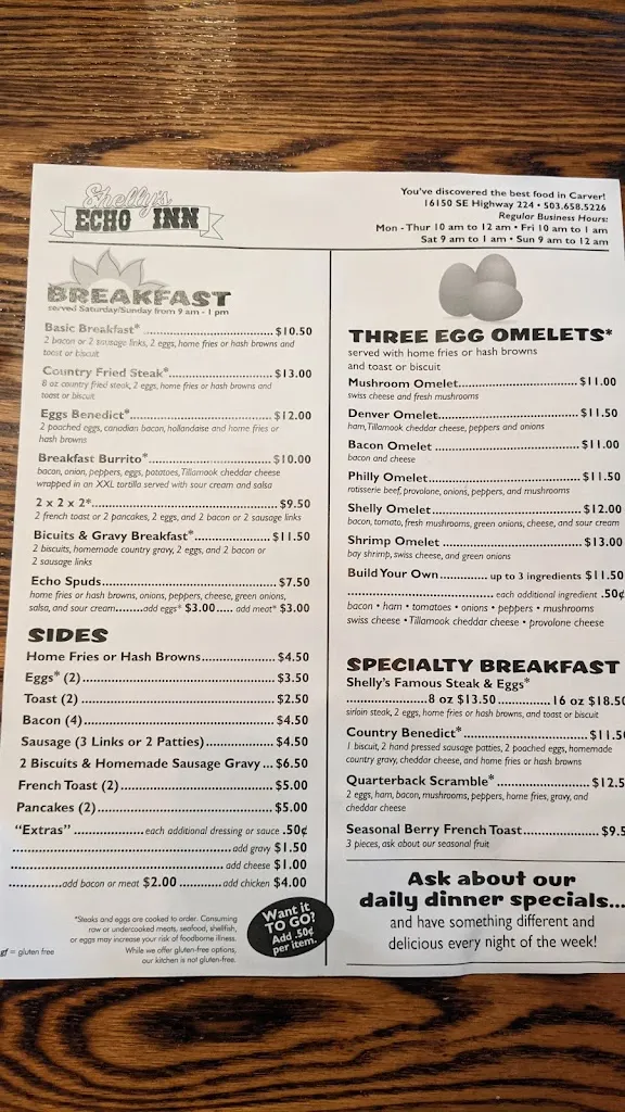 Menu_Shelly's Echo Inn_Damascus, OR_image_old_3