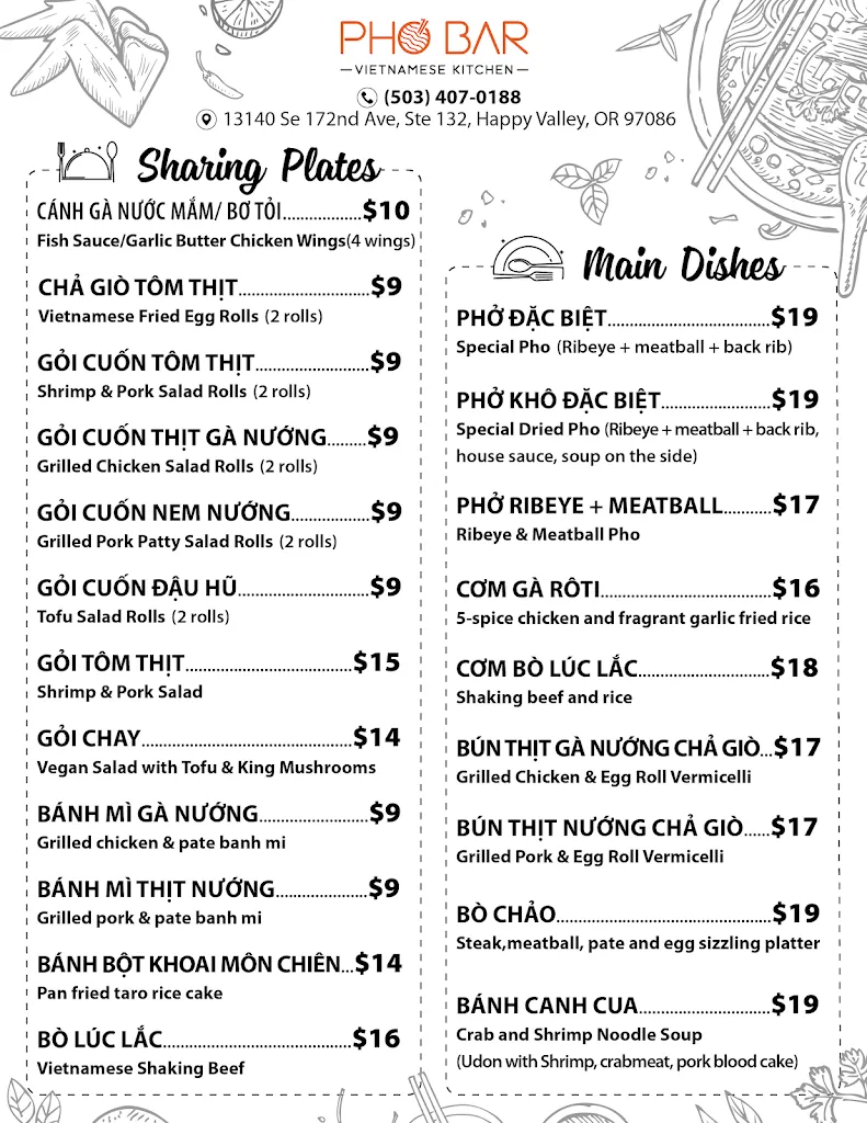 Menu_Pho Bar_Damascus, OR_image_old_1