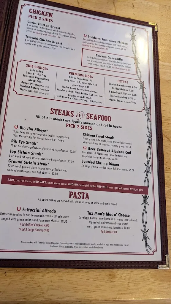 Menu_Stubborn Mule Saloon & Steak_Joseph, OR_image_old_3