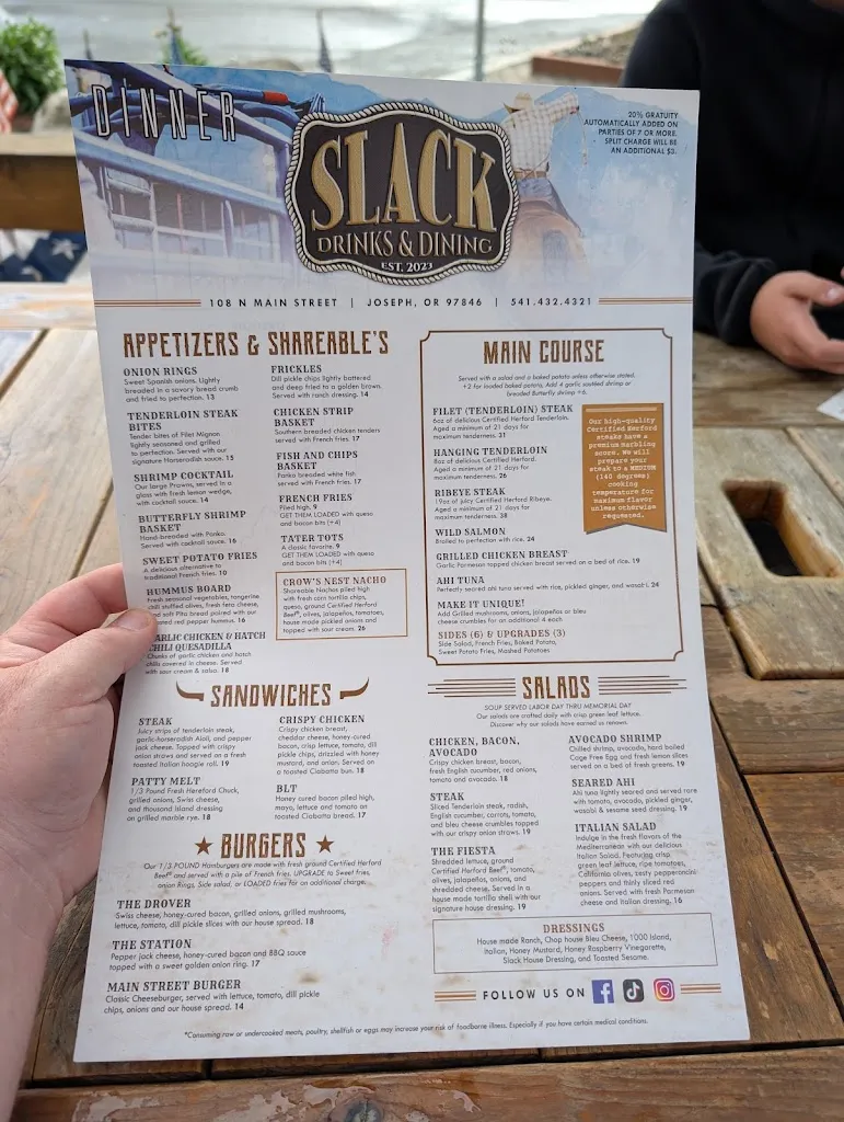 Menu_Slack Drinks and Dining_Joseph, OR_image_old_2