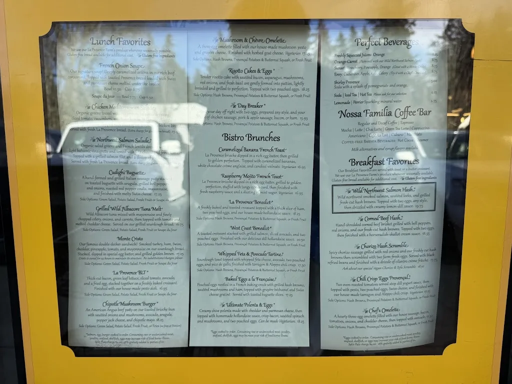 Menu_La Provence Boulangerie & Patisserie_Lake Oswego, OR_image_old_1