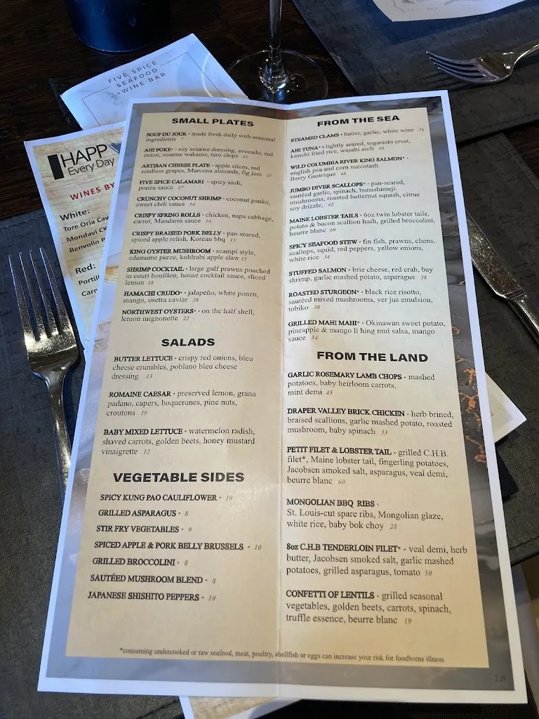 Menu_Five Spice Seafood + Wine Bar_Lake Oswego, OR_image_old_2