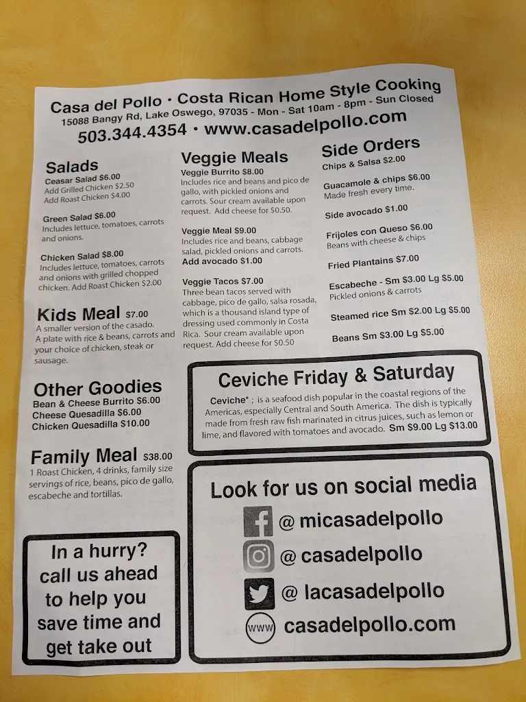 Menu_Casa del Pollo_Lake Oswego, OR_image_old_3