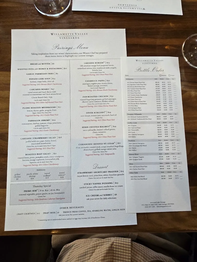 Menu_Willamette Valley Vineyards - Lake Oswego_Lake Oswego, OR_image_old_1