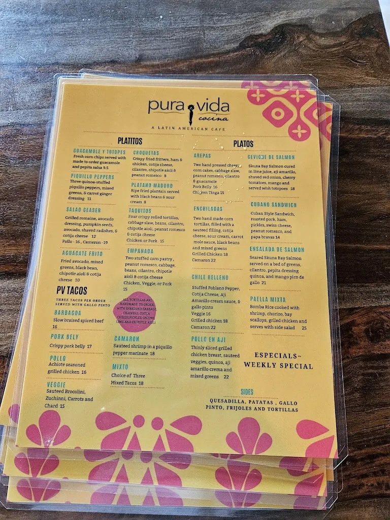 Menu_Pura Vida Cocina_McMinnville, OR_image_old_2