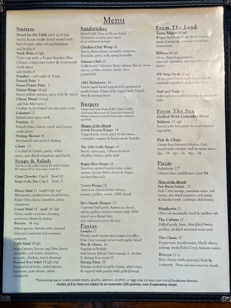Menu_1882 Grille_McMinnville, OR_image_old_1