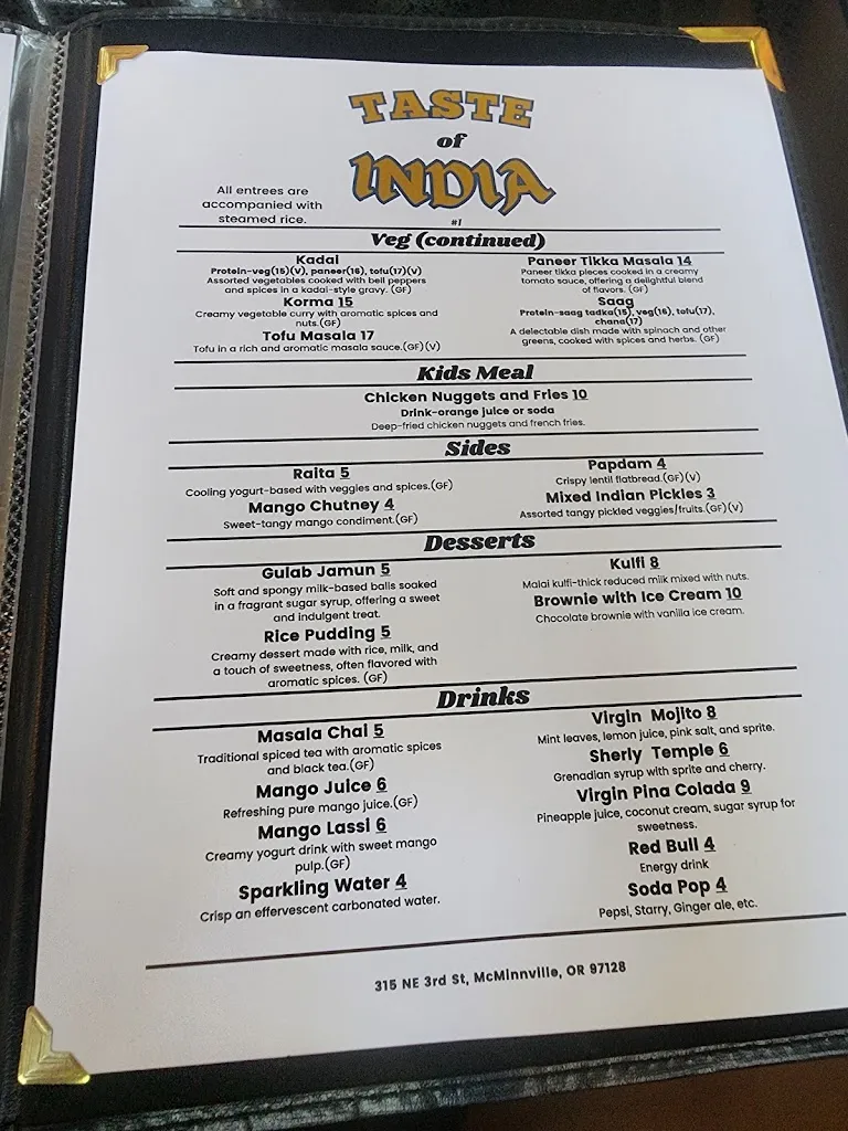 Menu_Taste of India 1_McMinnville, OR_image_old_2