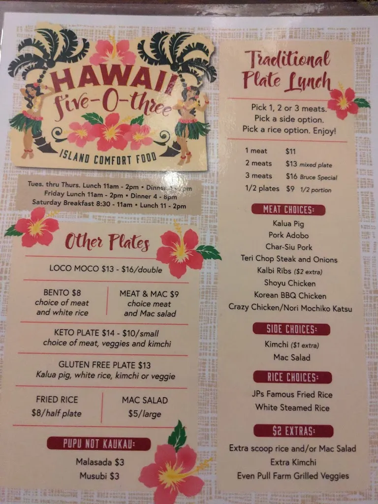 Menu_Hawaii Five-O-Three Café_McMinnville, OR_image_old_3