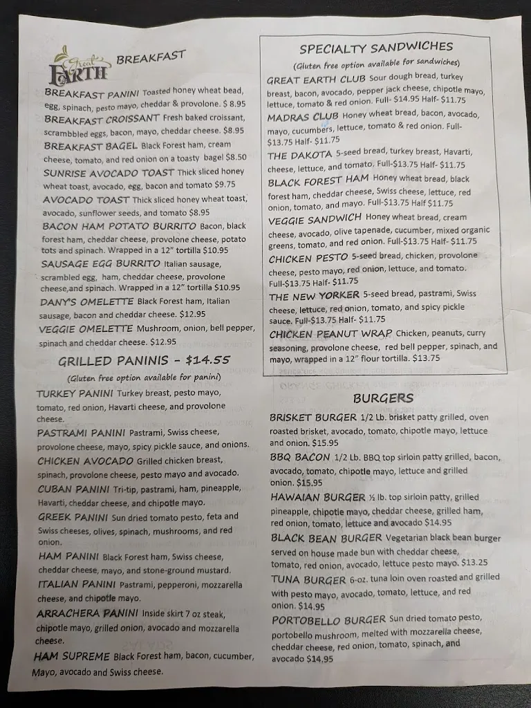 Menu_Great Earth Cafe & Market_Madras, OR_image_old_2
