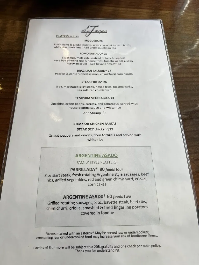 Menu_de Fuego Grille_Clackamas, OR_image_old_2