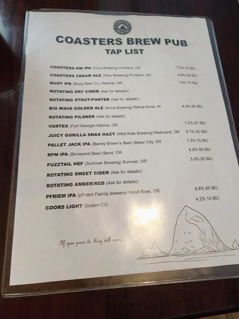 Menu_Coasters Brew Pub_Milwaukie, OR_image_old_2
