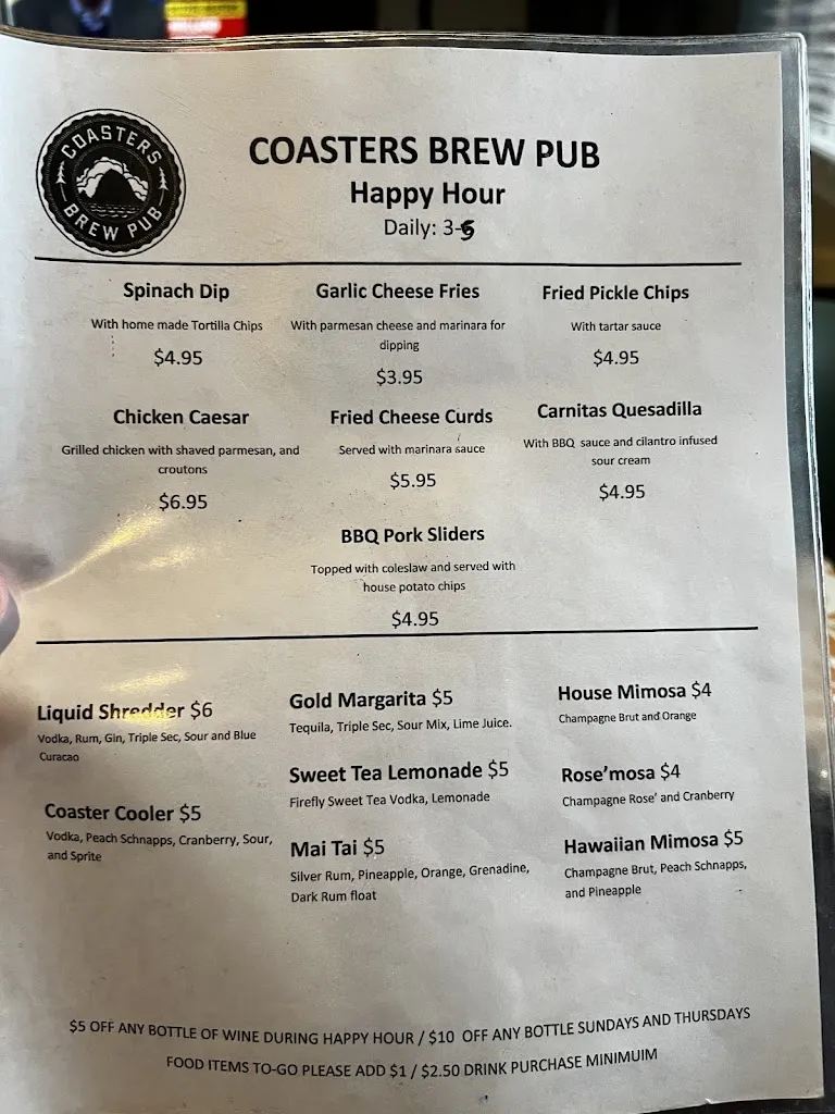 Menu_Coasters Brew Pub_Milwaukie, OR_image_old_3