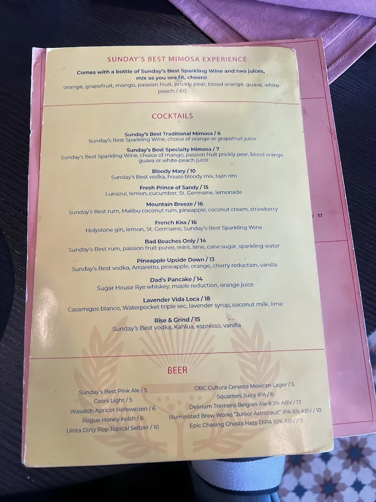 Menu_Sunday's Best_Sandy, UT_image_old_1