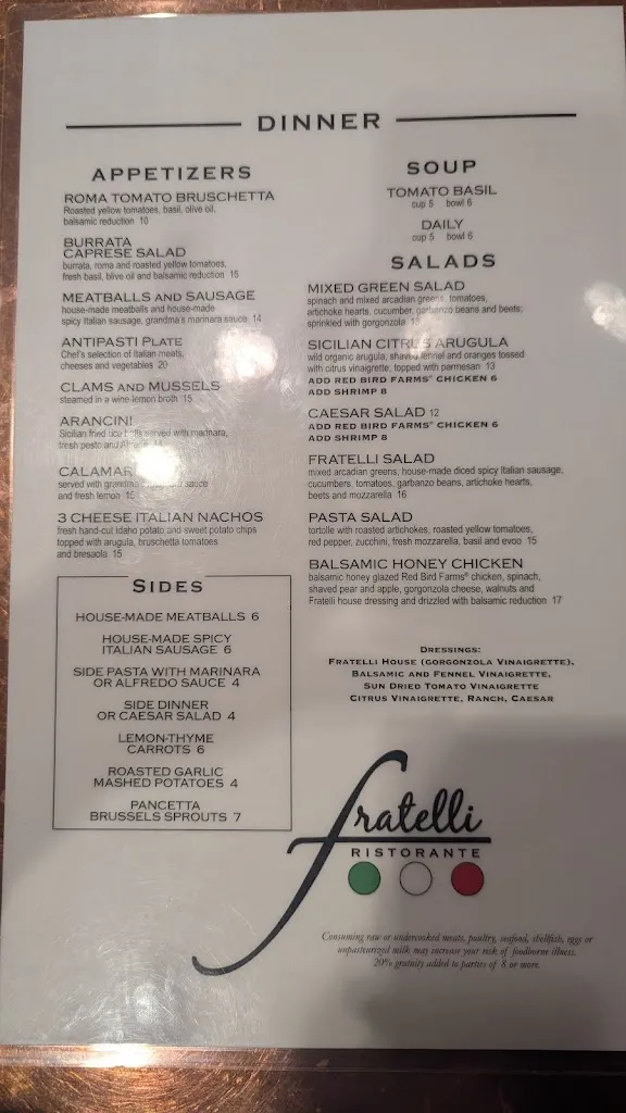 Menu_Fratelli Ristorante_Sandy, UT_image_old_3