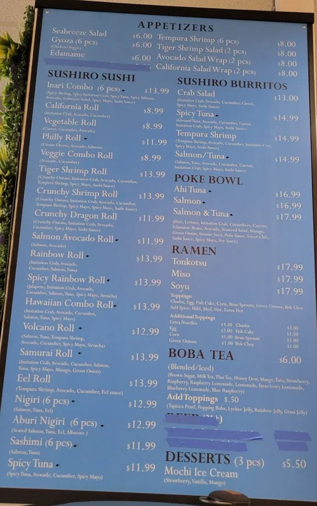 Menu_Sushiro Ramen Cafe_Scappoose, OR_image_old_2