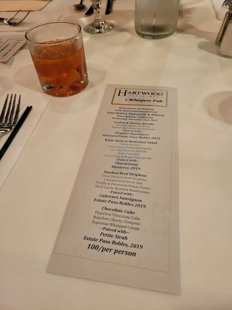 Menu_Hartwood Restaurant & Whispers Pub_Glenshaw, PA_image_old_3