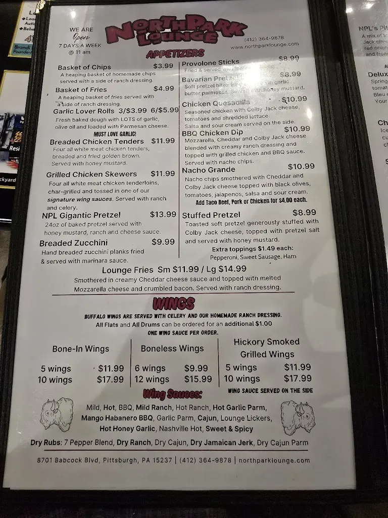 Menu_North Park Lounge McCandless_Pittsburgh, PA_image_old_3
