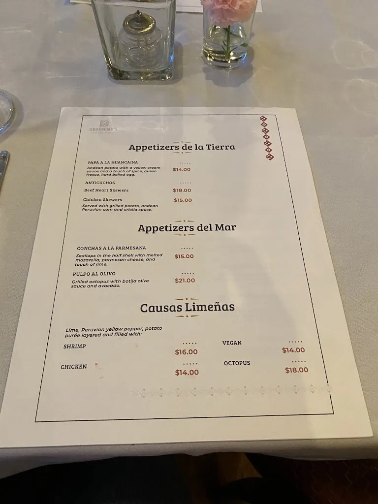 Menu_Geronimo’s Peruvian Cuisine_Ambler, PA_image_old_2