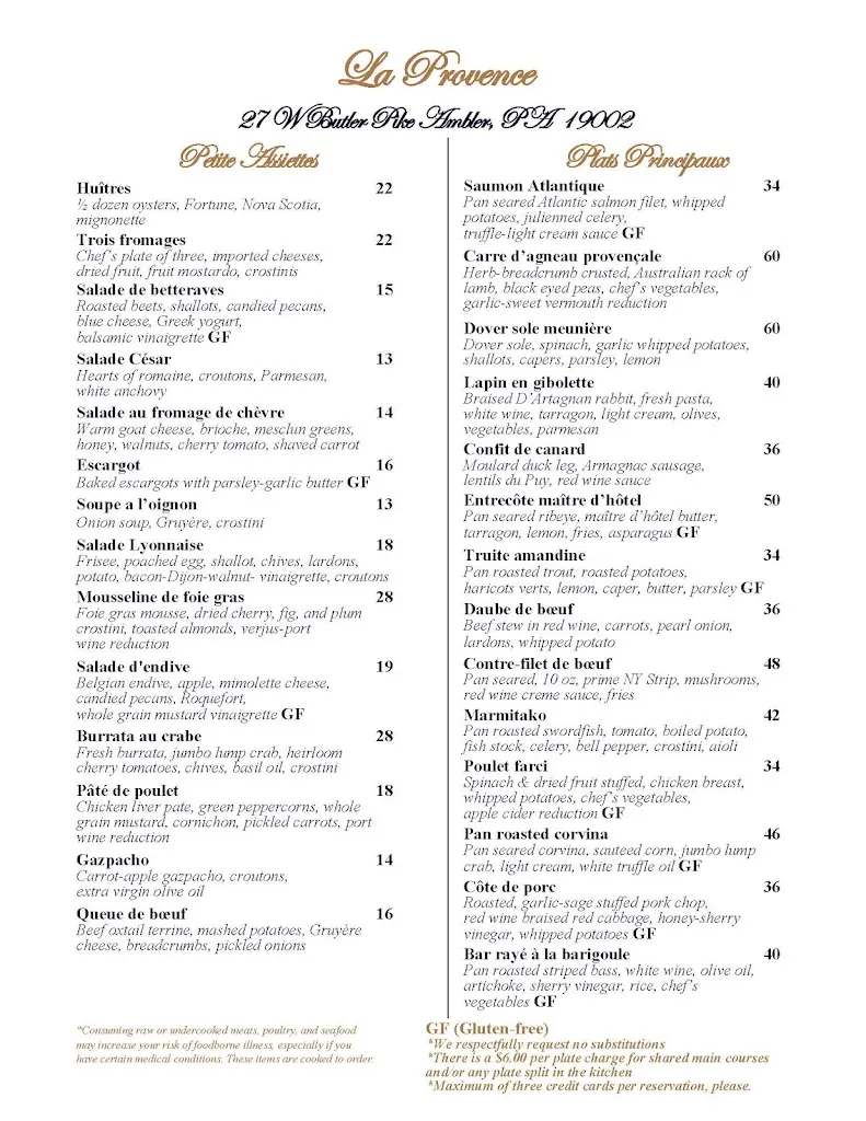 Menu_La Provence_Ambler, PA_image_old_2