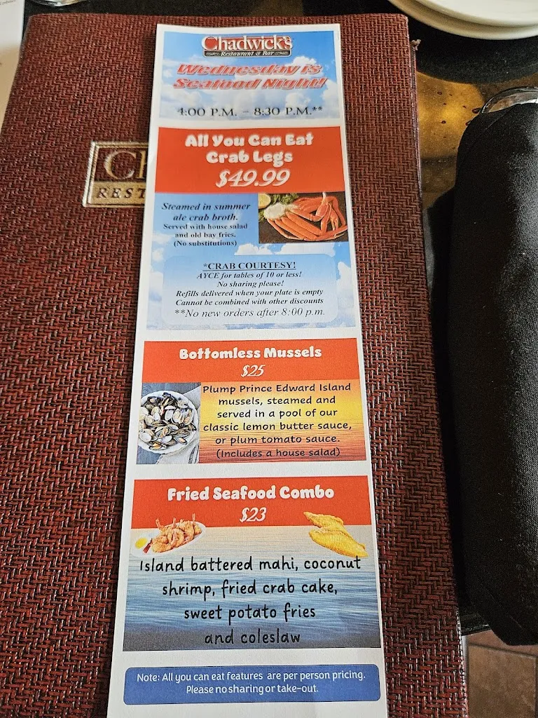 Menu_Chadwick's Restaurant and Bar_Audubon, PA_image_old_1