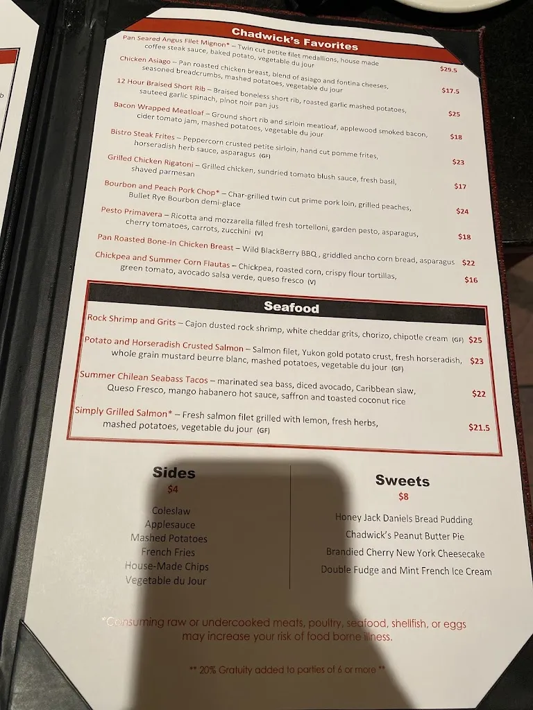 Menu_Chadwick's Restaurant and Bar_Audubon, PA_image_old_3