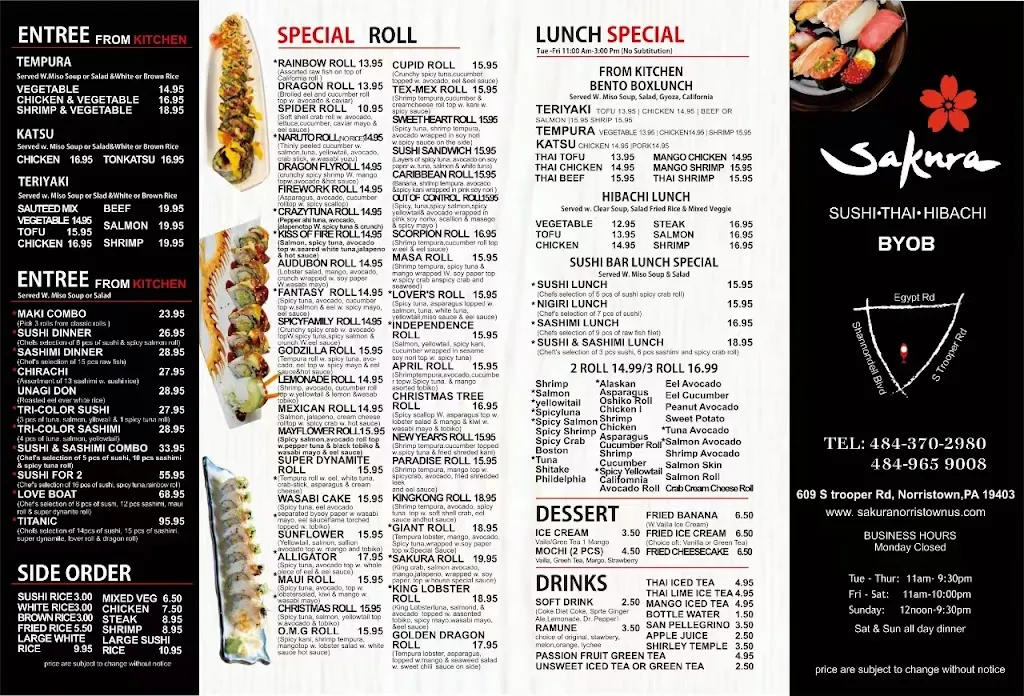 Menu_Sakura Hibachi Sushi & Thai Restaurant_Norristown, PA_image_old_2