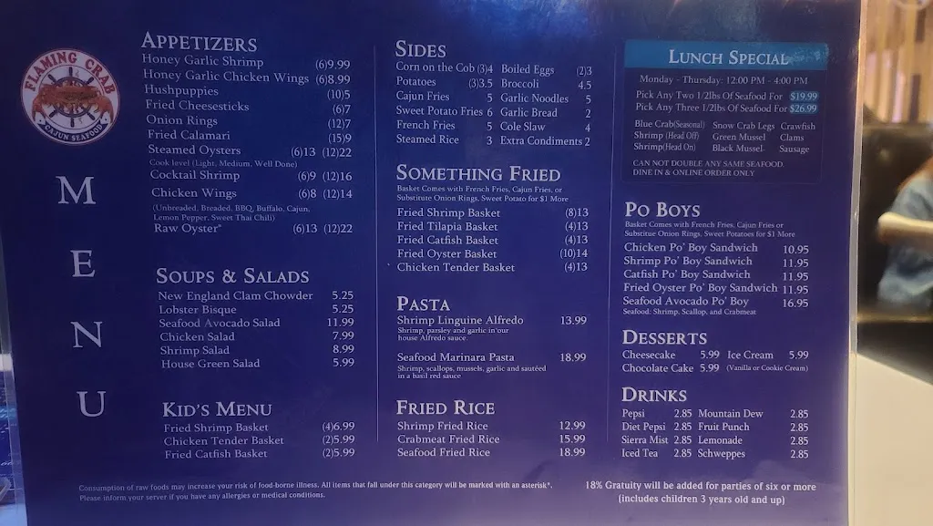 Menu_Flaming Crab Wilkes-Barre_2198, Wilkes-Barre_image_old_3
