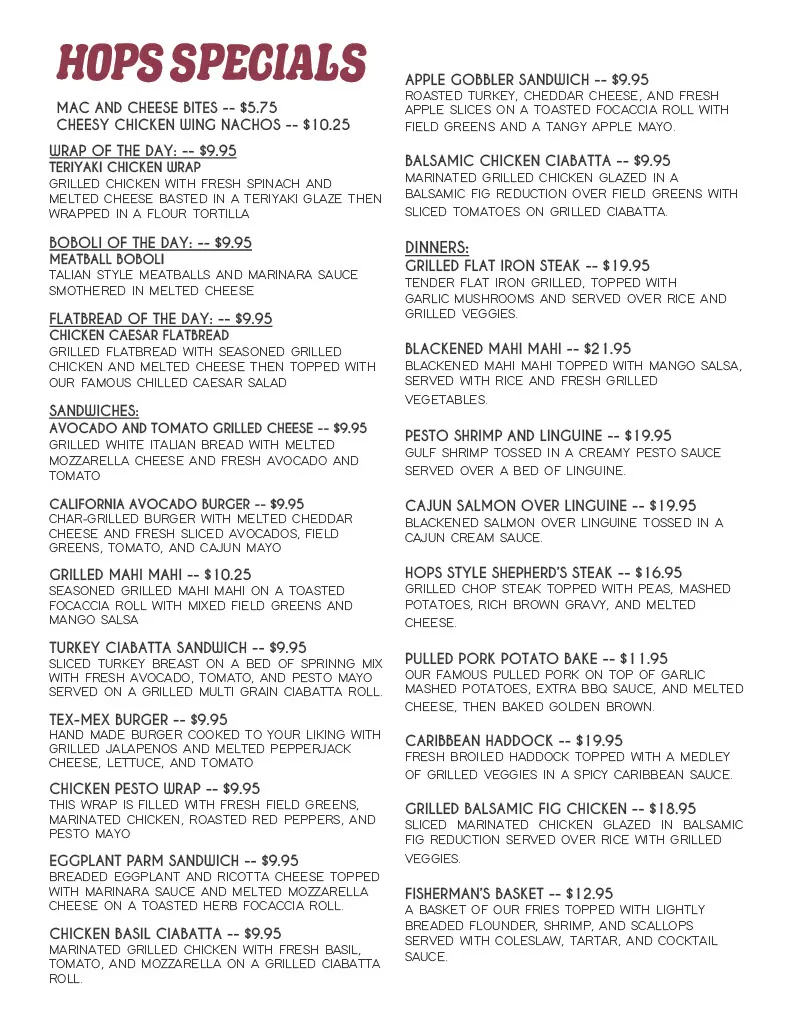 Menu_Hops & Barleys_Luzerne, PA_image_old_2