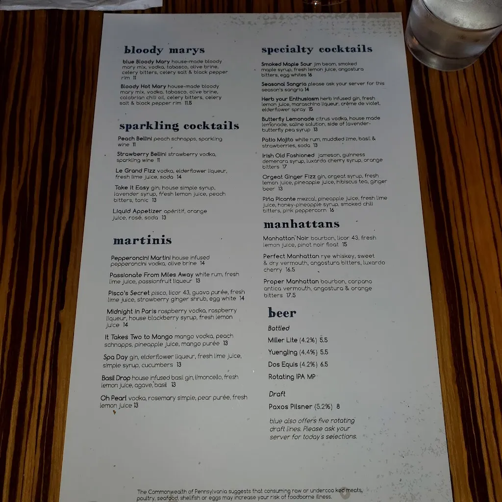 Menu_blue grillhouse_Bethlehem, PA_image_old_2