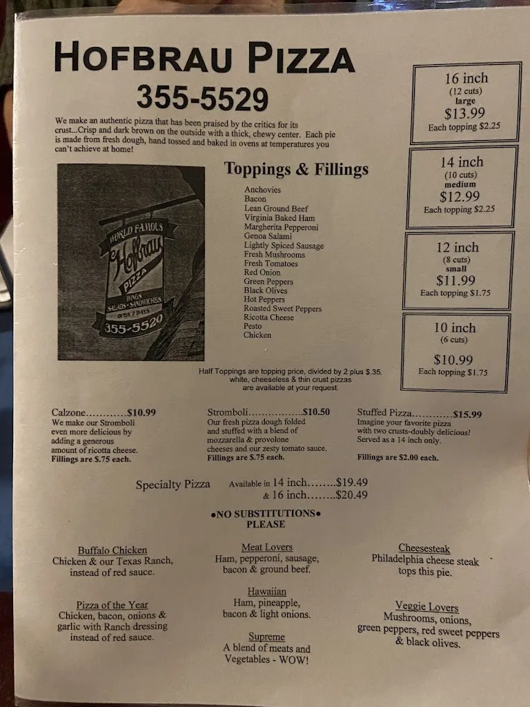 Menu_Hofbrau_Bellefonte, PA_image_old_2
