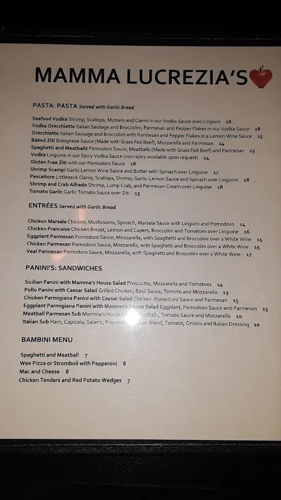 Mamma Lucrezia's Pizzeria & Italian Restaurant_Bellefonte, PA_menu_bild_2