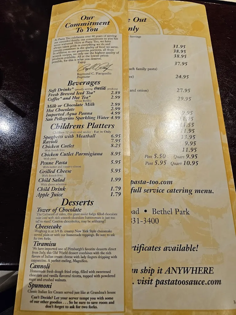 Menu_Pasta Too_Bethel Park, PA_image_old_1