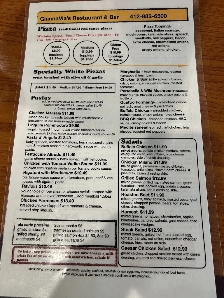 Menu_Gianna Vias Restaurant & Bar_Pittsburgh, PA_image_old_2