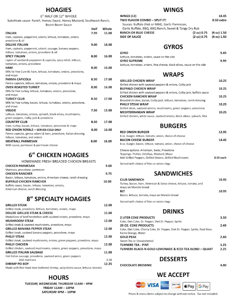Red Onion Hoagies & Pizza restaurante en Bethel Park, PA