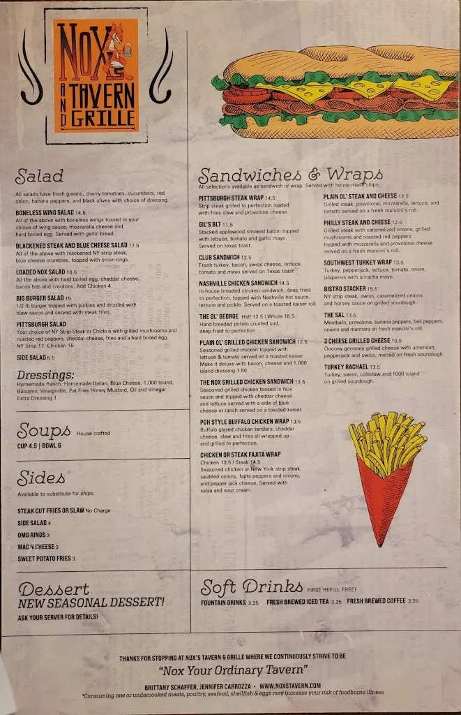 Menu_Nox's Tavern & Grille_Pittsburgh, PA_image_old_2