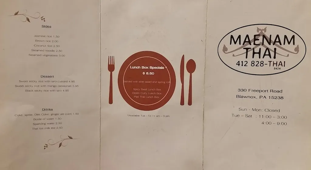 Menu_Maenam Thai_Blawnox, PA_image_old_3
