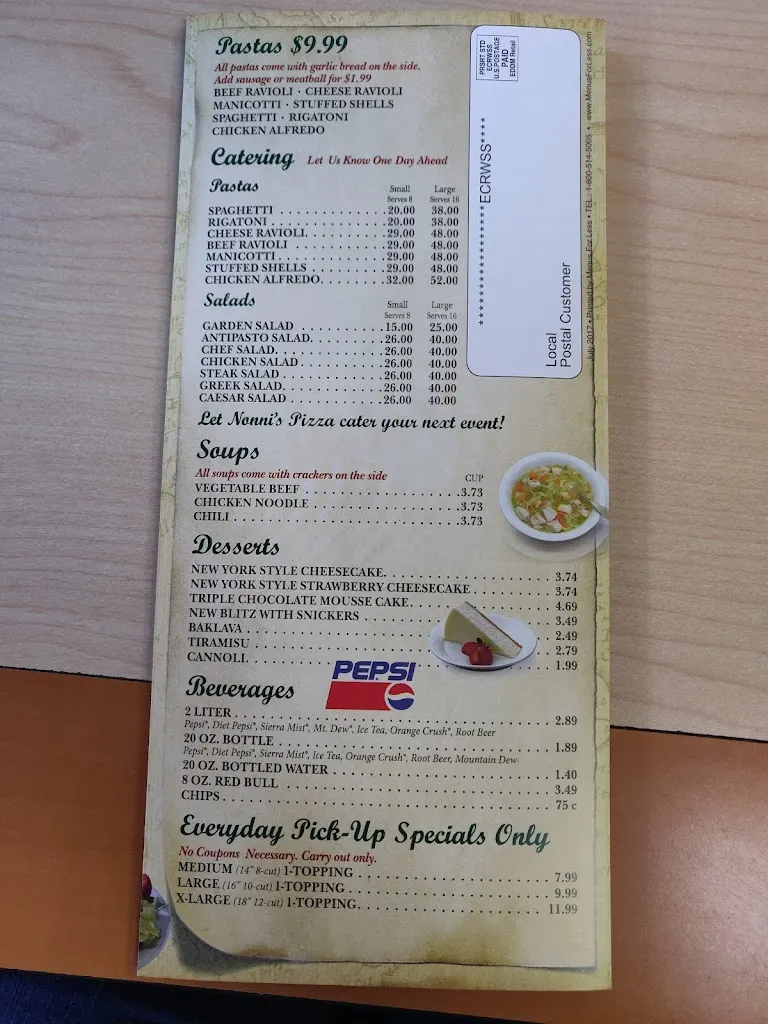 Menu_Nonni's Pizza_Blawnox, PA_image_old_3